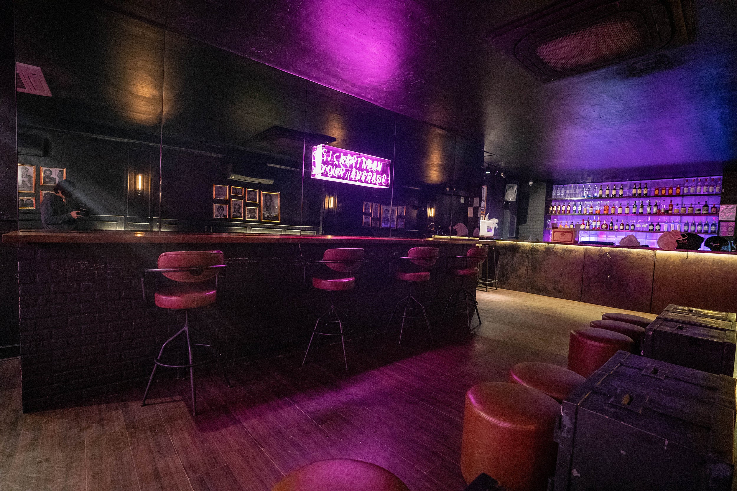 Notorious HQ Poblacion Makati 2nd Floor Bar and Neon Sign saying Sicker Than Your Average